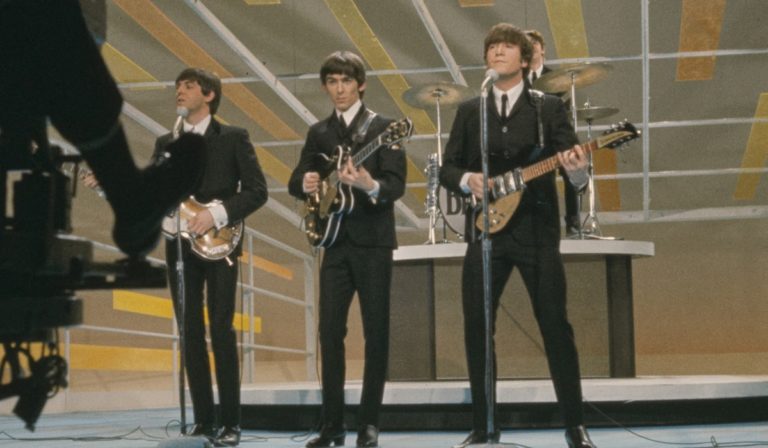 The Beatles performing on The Ed Sullivan Show on February 9, 1964