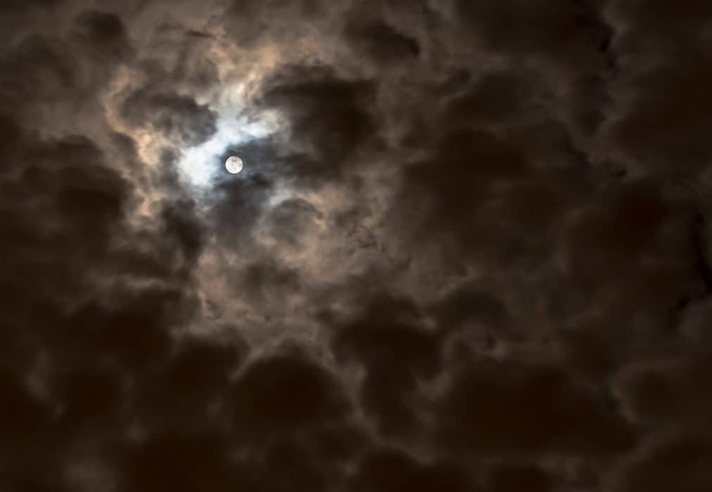 Clouds obscuring moon