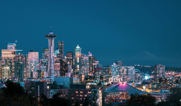 Seattle skyline at night