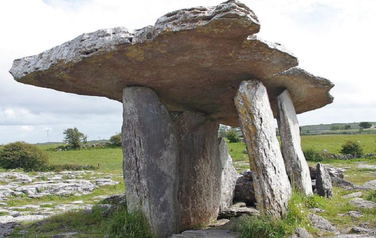 Poulnabrone dolmen is an example of a portal tomb in the west of Ireland