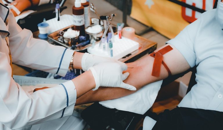 Person giving blood