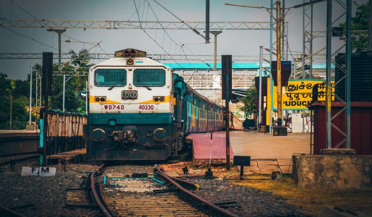 A train stop at railway station in India