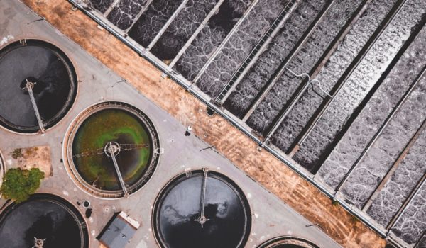 Aerial view of wastewater treatment facility