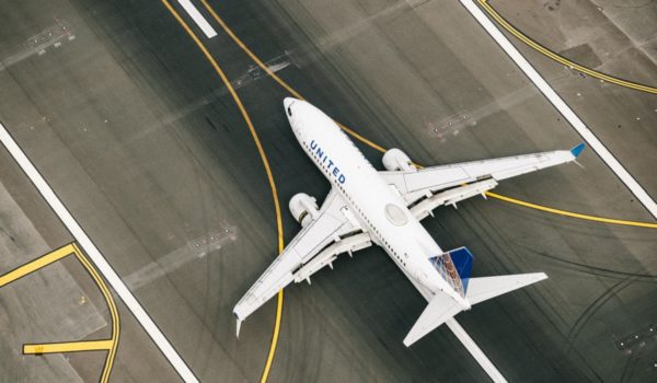 United Airlines plane on the ground