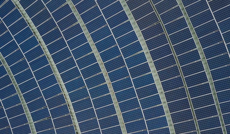 Aerial view of solar panels