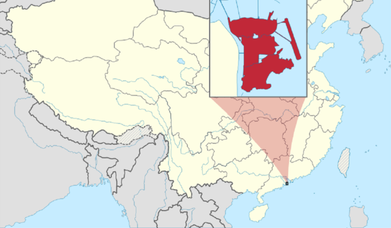 Location of Macau within China