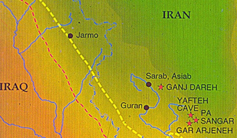 Map showing location of Ganj Dareh and other early Neolithic sites in western Zagros