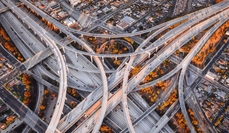 Aerial view of Judge Harry Pregerson Interchange, Los Angeles