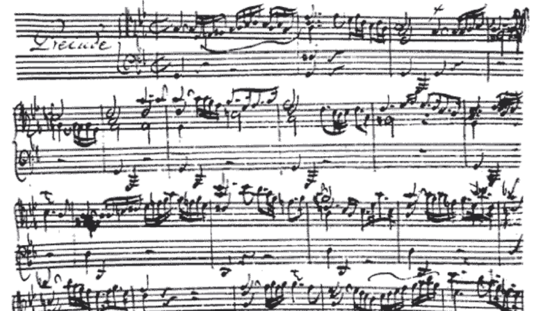 Hand-written musical notation by J. S. Bach