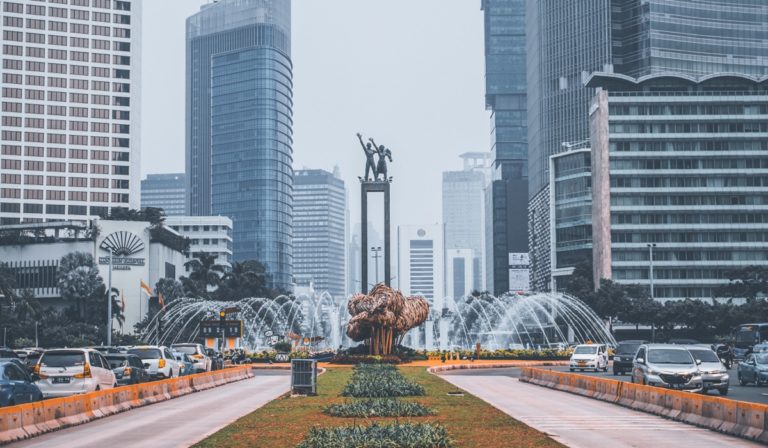 Jakarta square with statues