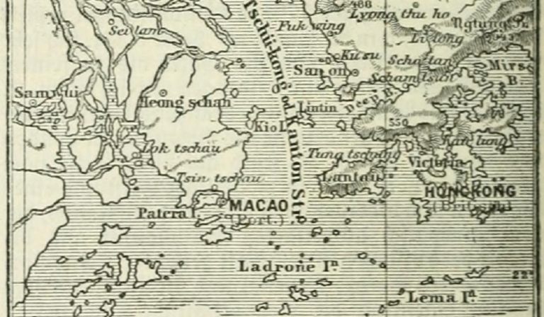 1888 German map of Hong Kong, Macau, and Canton