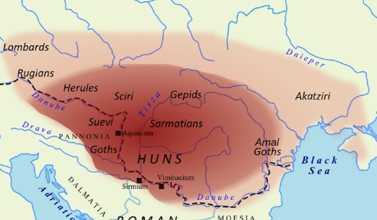 Hunnic Empire map 450 A.D.