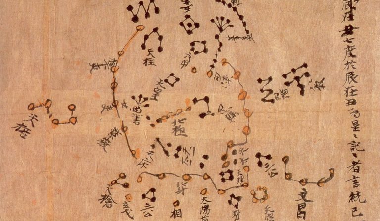 Detail of the Star Map from the Tang Dynasty showing the North Polar region