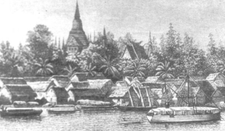 Phnom Penh from east drawn in 1887.