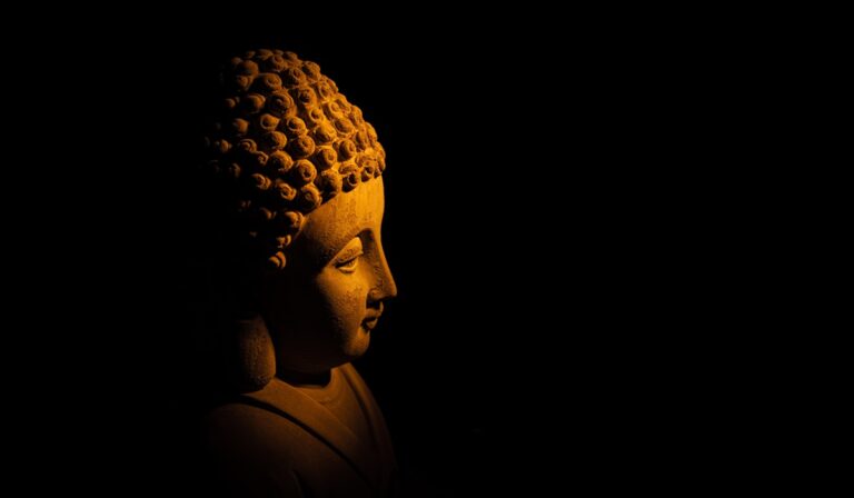 Buddha statue in the dark