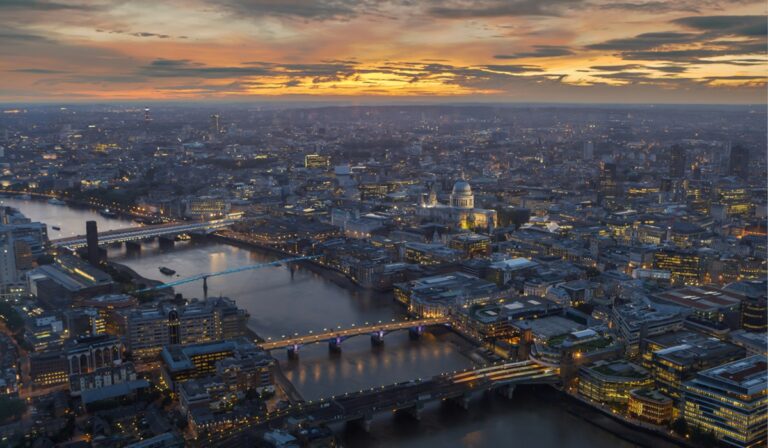 Aerial view of London and the Thames