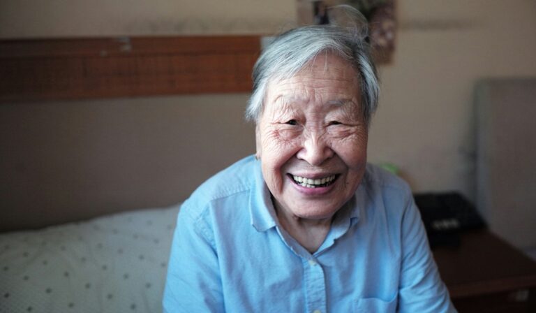 Elderly person smiling