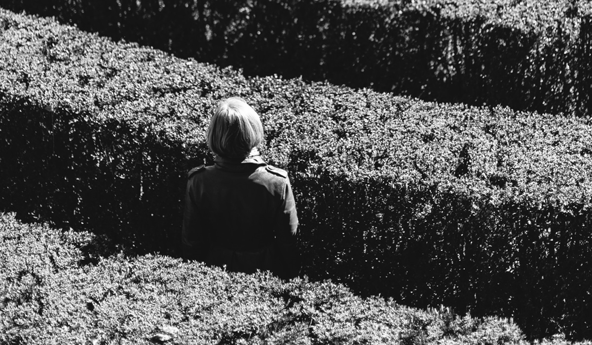 Woman lost in maze