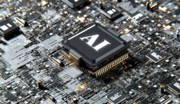 A computer chip with "AI" on it