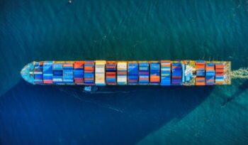 Aerial view of cargo ship