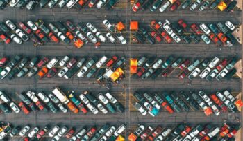 Aerial view of parking lot