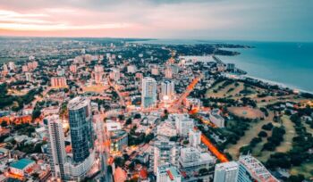 An Aerial/Drone Shot of The capital city of Tanzania