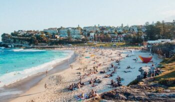 Australian beach with many people