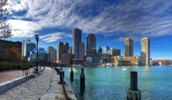 Boston harbor and skyline