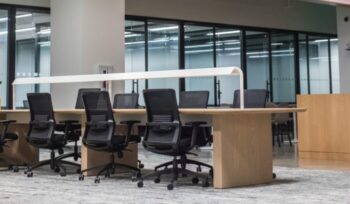 Empty office desk and chairs