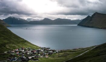 Faroe Islands town and coastline