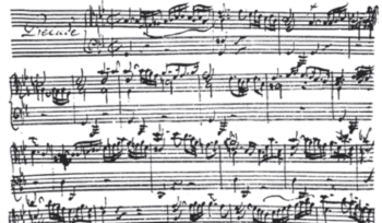 Hand-written musical notation by J. S. Bach