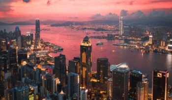 Hong Kong skyline at sunset