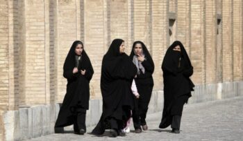 Iranian women in burqas