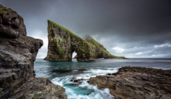 Rock formation in water