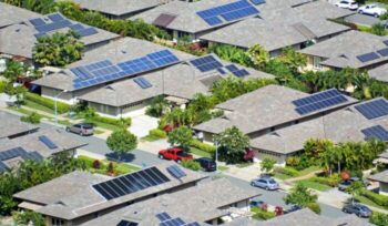 Solar panels on rooftops