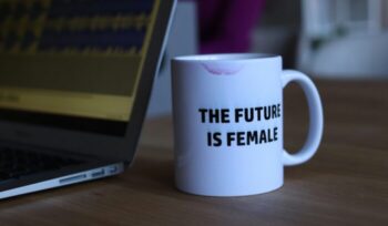 "The future is female" mug